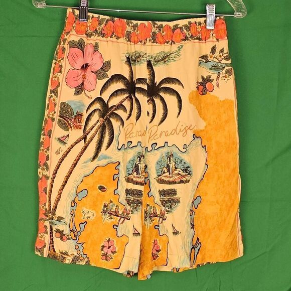 Urban Outfitters Womens Paradise Print High Waisted Longline Shorts Small‎ - Picture 1 of 6